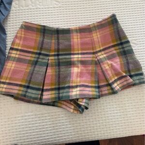 Free People Plaid Skort in Pink and Green